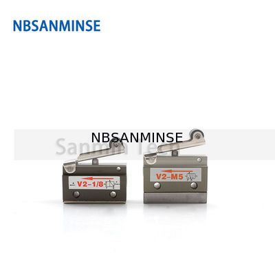 NBSANMINSE V2-M5 V2-1/8 2/2 راه شیر کنترل مکانیکی هوا خط اتوماسیون شیر غلتکی پنوماتیک دو طرفه