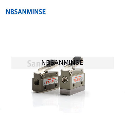 NBSANMINSE V2-M5 V2-1/8 2/2 راه شیر کنترل مکانیکی هوا خط اتوماسیون شیر غلتکی پنوماتیک دو طرفه