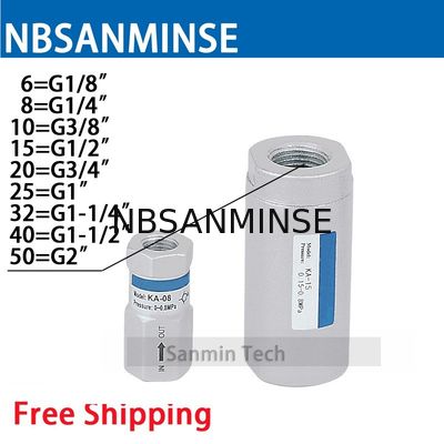 NBSANMINSE KA شیر چک پنوماتیک هوا 1/8 1/4 3/8 1/2 3/4 1 1-1/4 1-1/2 2 یک جهته شیر برای اتوماسیون